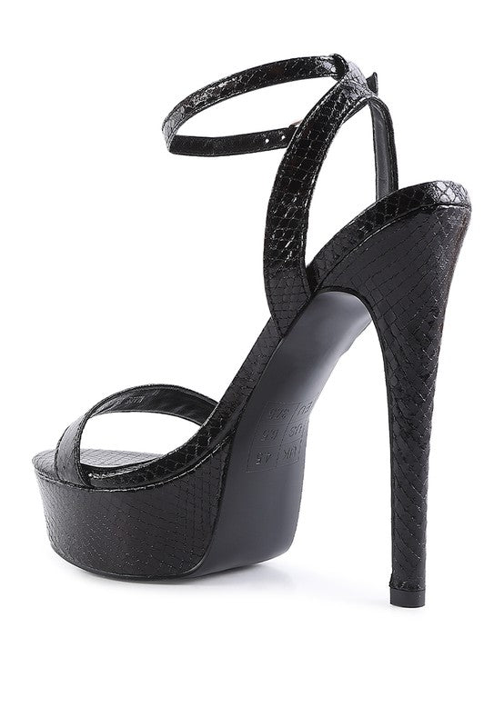 Croc Platform High Heeled Sandals with Buckle Fastening