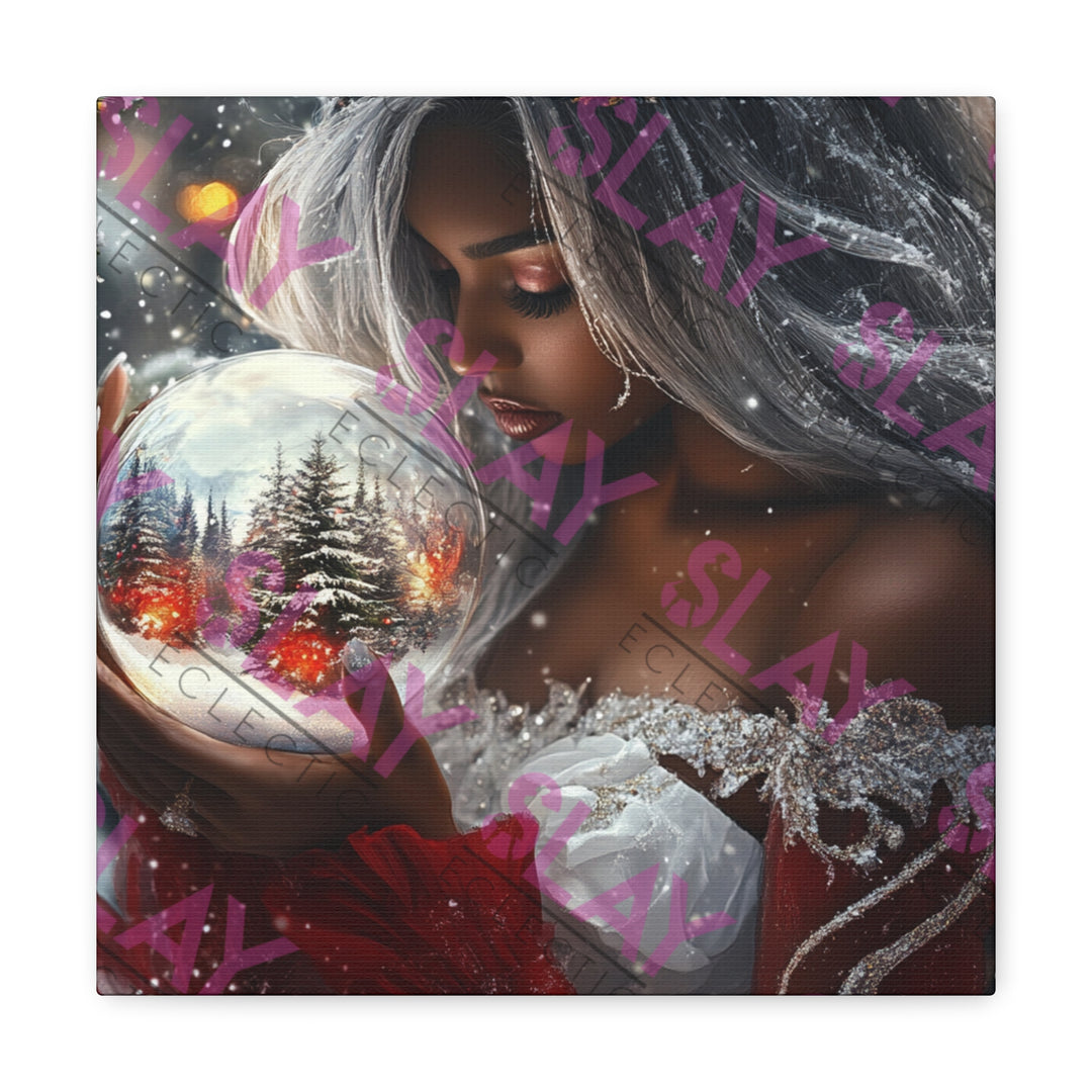 Woman Holding Snow Globe - Original AI Wall Art, Christmas Wall Art for Mom, Beautiful Christmas Gift