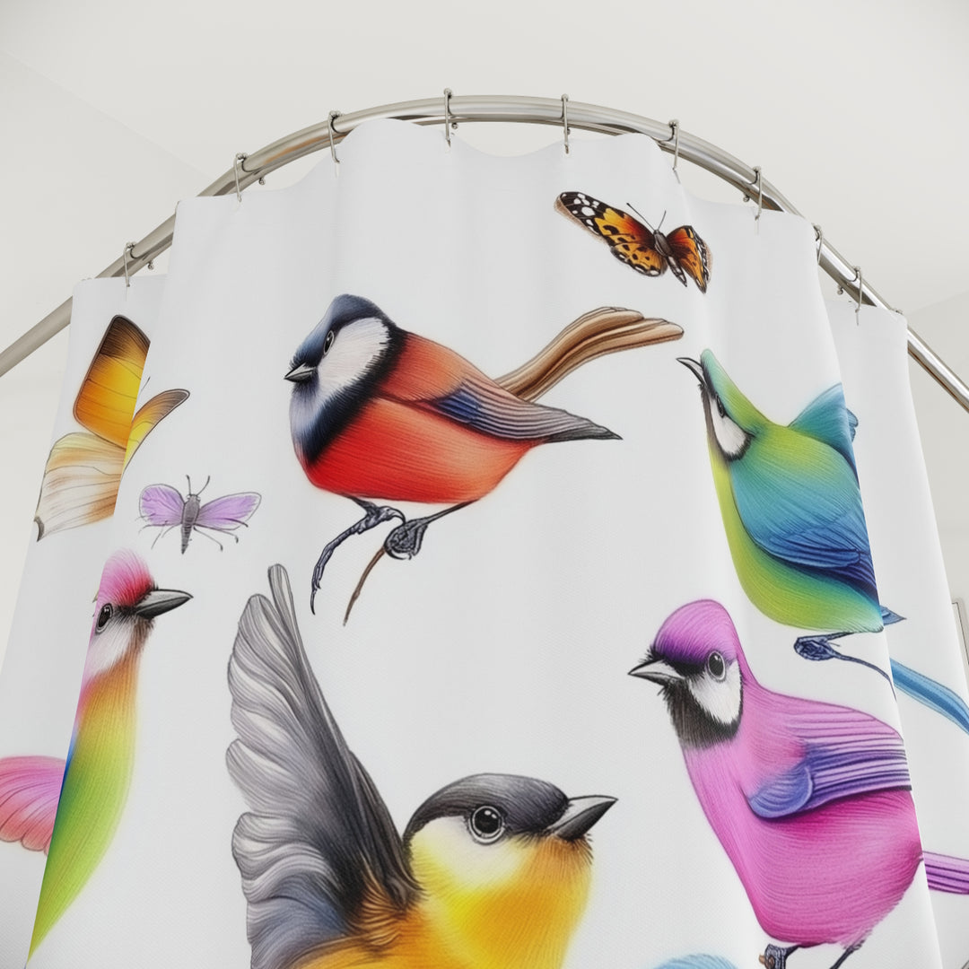 Vibrant Bird-Themed Shower Curtain - Ideal for Nature Lovers & Spring Decor