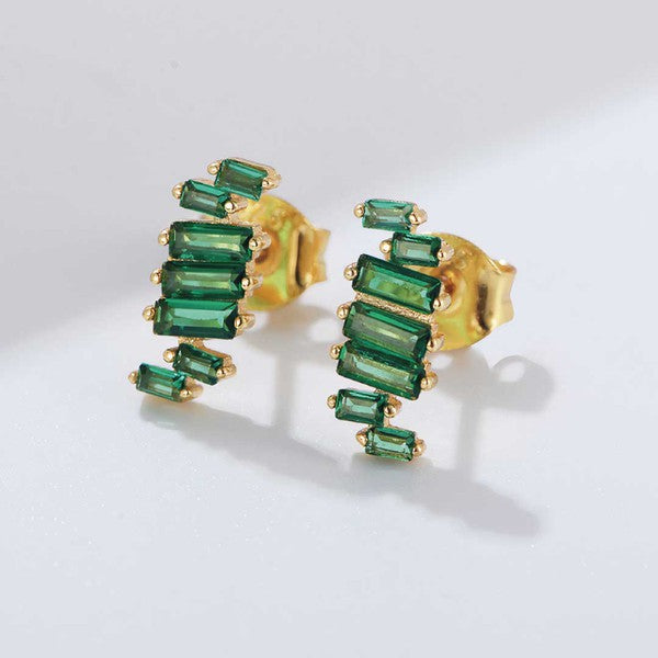 Radiant Rectangles: 18K Gold Cubic Zirconia Studs-Slay Eclectic