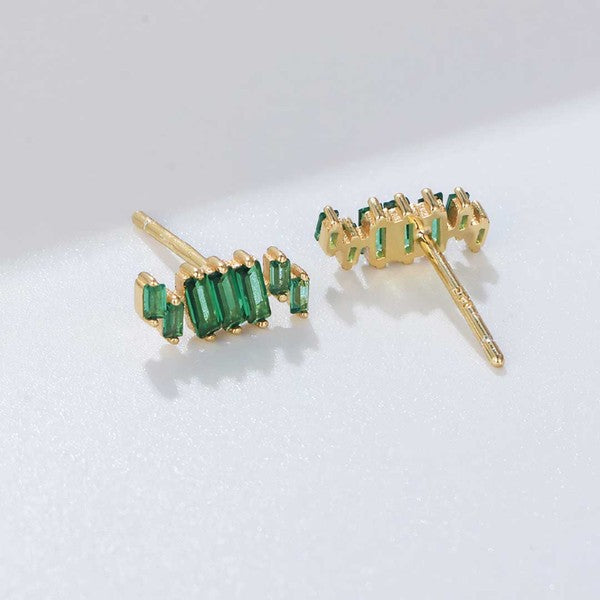 Radiant Rectangles: 18K Gold Cubic Zirconia Studs-Slay Eclectic