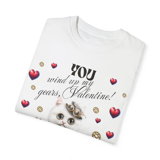 Valentine's Day Cat T-Shirt - "You Wind Up My Gears, Valentine!"