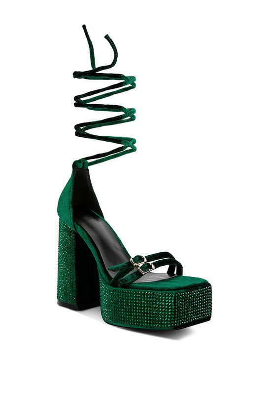 Strap Up High Platform Diamante Sandals