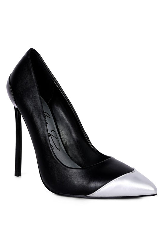 Pointed Toe Silver Dip Stiletto Pumps