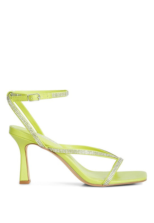 Sparkling Stride Diamante Mid Heel Sandal