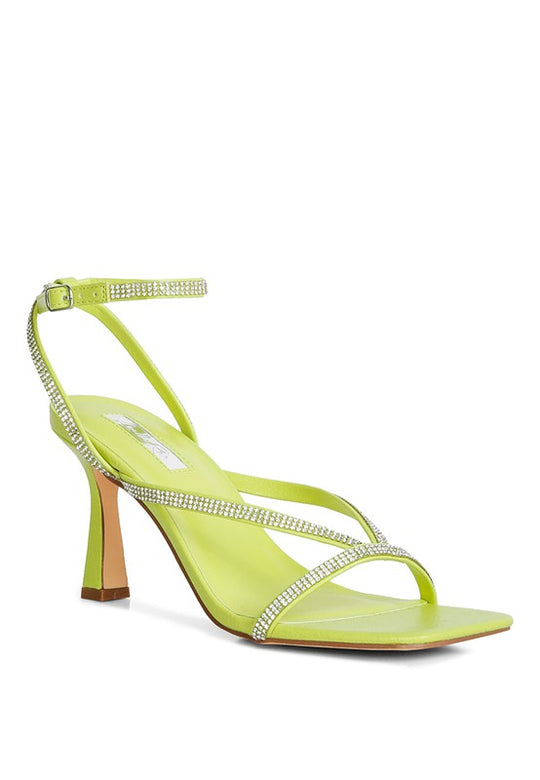 Sparkling Stride Diamante Mid Heel Sandal