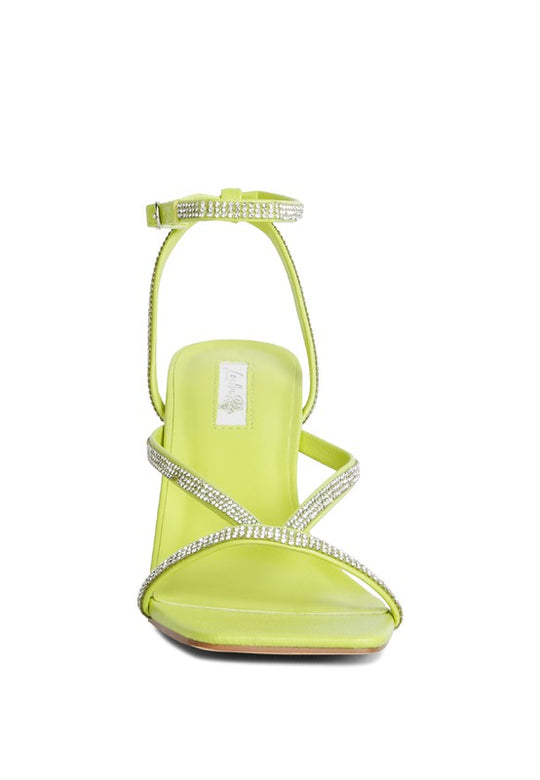 Sparkling Stride Diamante Mid Heel Sandal