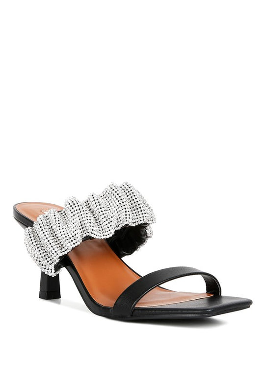 Crystal Cascade Strap Heel Sandals