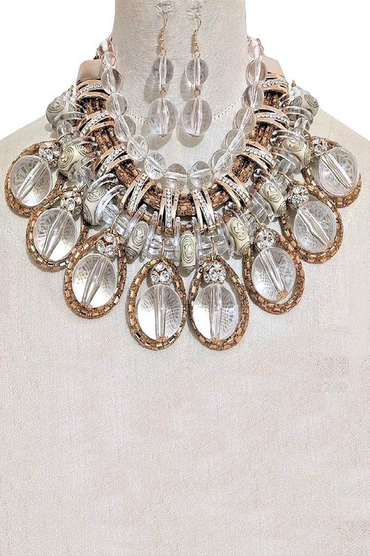 Radiant Clear Beads Statement Necklace and Earring Set-Slay Eclectic