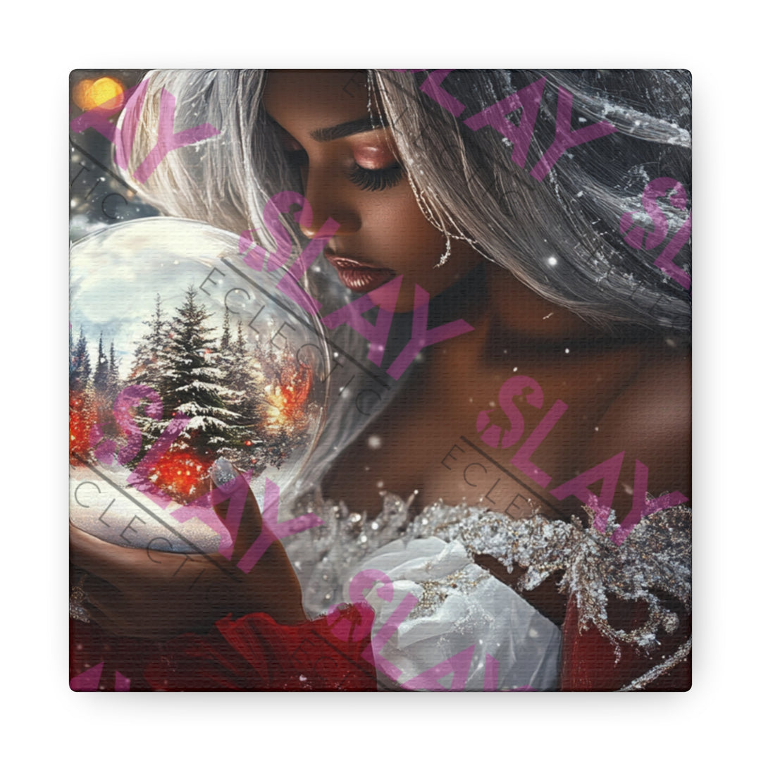 Woman Holding Snow Globe - Original AI Wall Art, Christmas Wall Art for Mom, Beautiful Christmas Gift