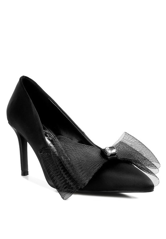 Ethereal Bowtique Bow Stilettos Satin Pumps