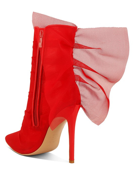 Regal Rouching Organza Wrapped Ankle Boots