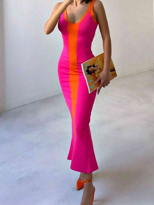 Mystic Charm Bodycon Maxi Dress - Pink