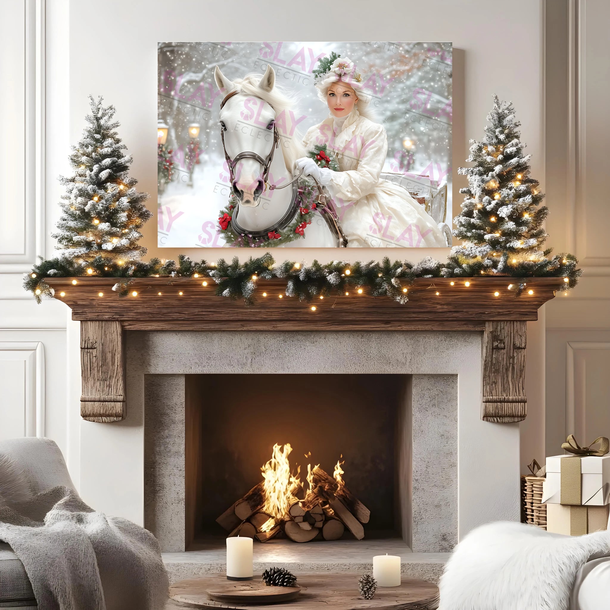 Victorian Winter Elegance: Horse & Rider Canvas Art for Timeless Decor-Slay Eclectic