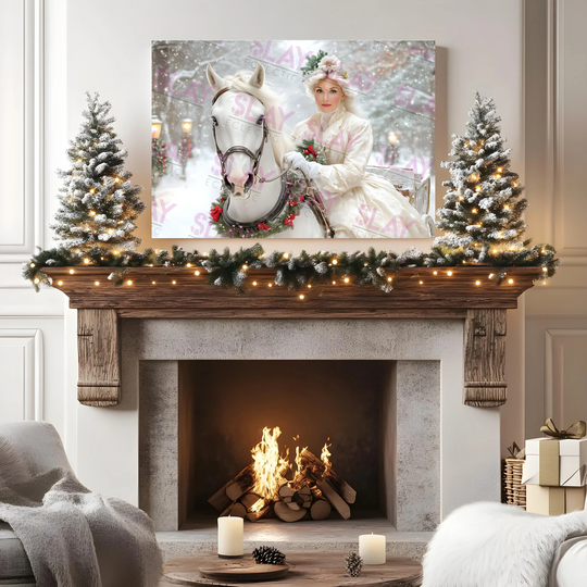 Victorian Winter Elegance: Horse & Rider Canvas Art for Timeless Decor