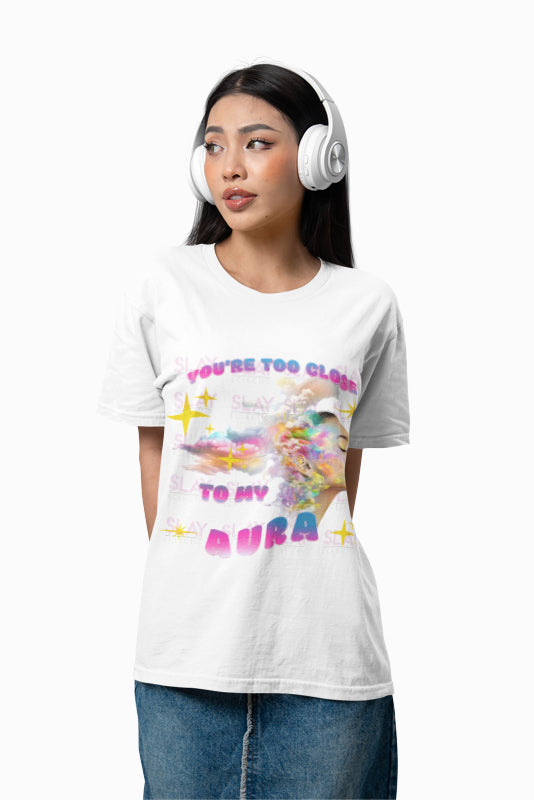 Unisex Heavy Cotton Tee - 'You're Too Close to My Aura' Graphic Shirt-Slay Eclectic