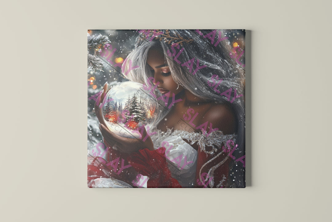 Woman Holding Snow Globe - Original AI Wall Art, Christmas Wall Art for Mom, Beautiful Christmas Gift-Slay Eclectic