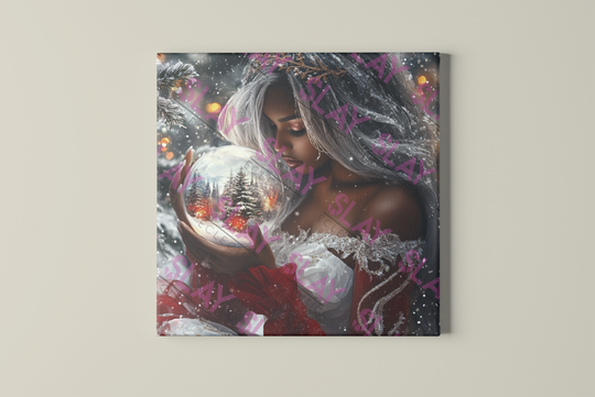 Woman Holding Snow Globe - Original AI Wall Art, Christmas Wall Art for Mom, Beautiful Christmas Gift