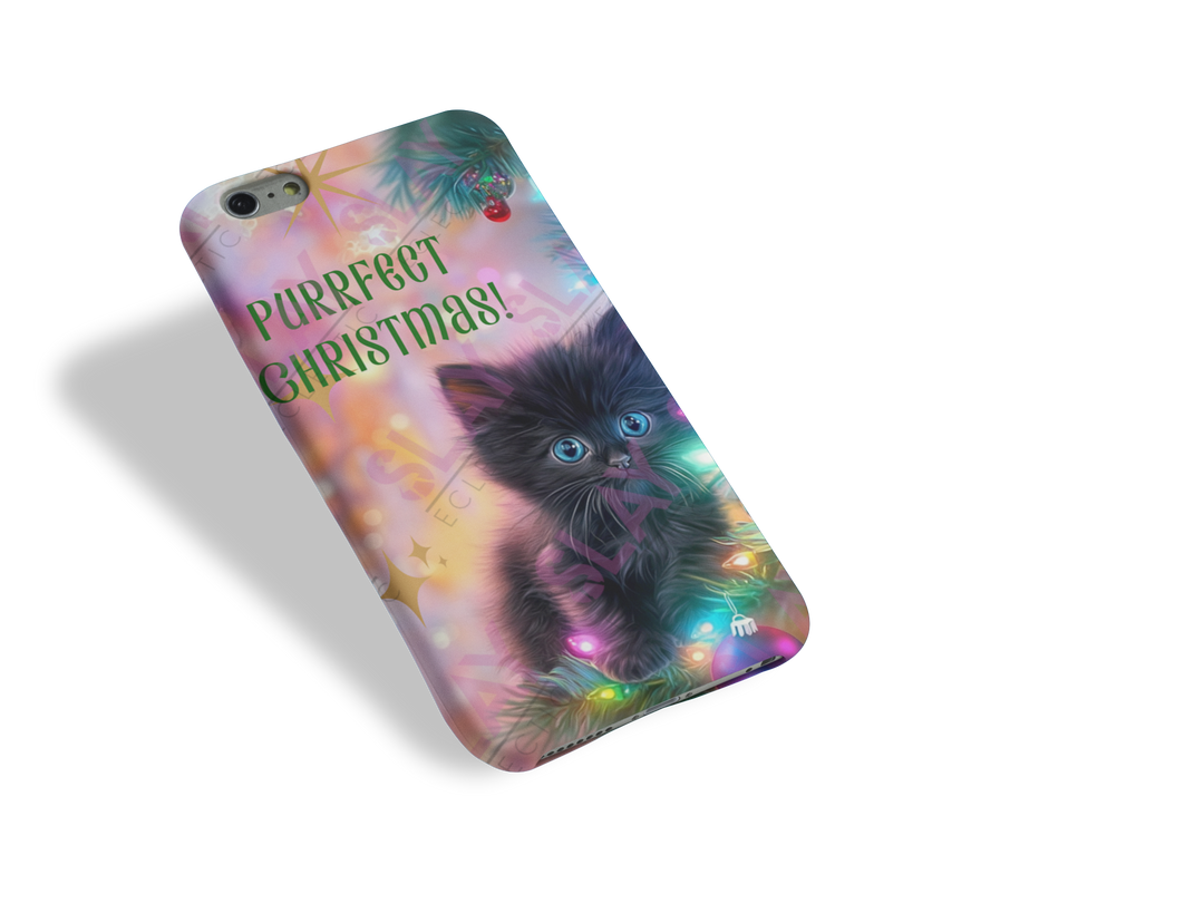 Purrfect Christmas Phone Case, Cute Cat Phone Cover for Cat Lovers