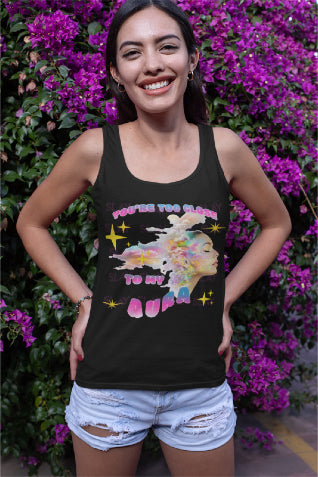 You're Too Close To My Aura Vibrant Women's Racerback Tank  - Colorful Summer Tee-Slay Eclectic