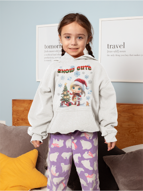 Snow Cute Toddler Hoodie – Cozy Holiday Fleece Pullover for Christmas