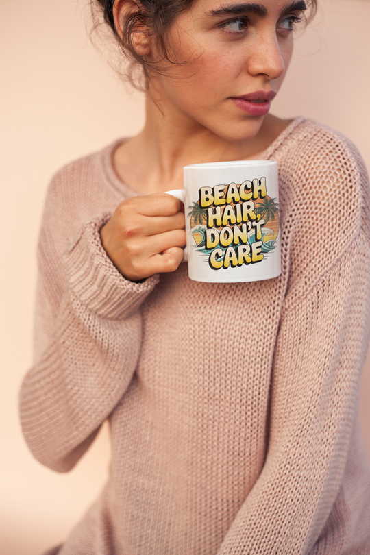 Beach Vibes Mug - 'Beach Hair Don't Care' - 11oz