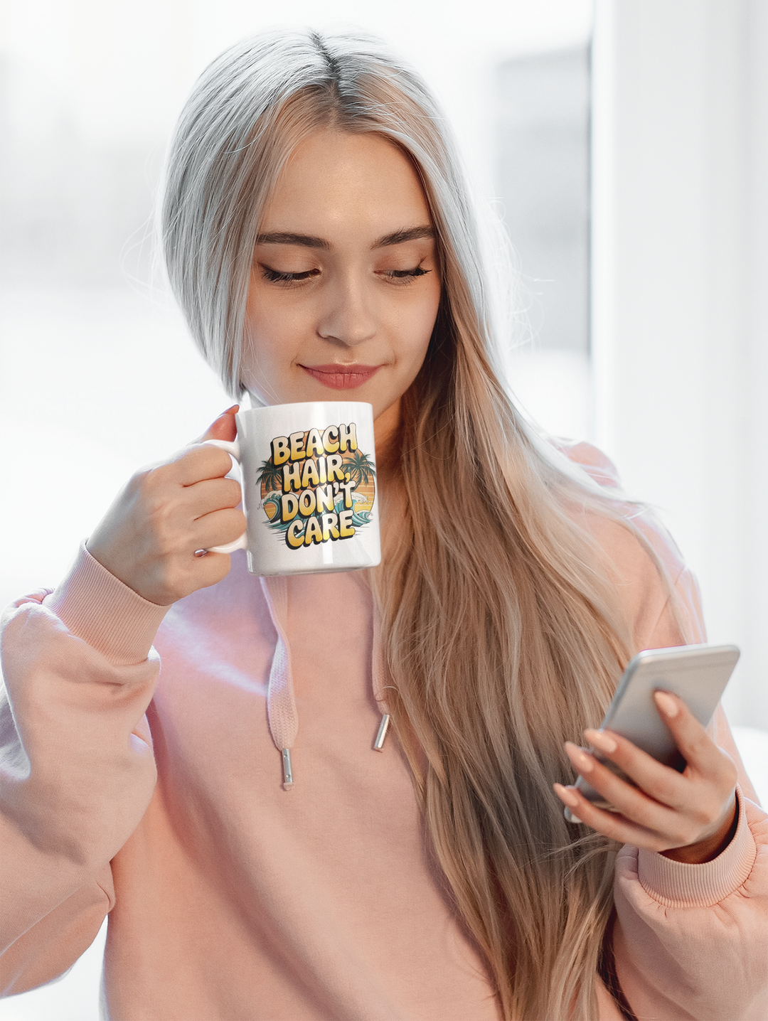 Beach Vibes Mug - 'Beach Hair Don't Care' - 11oz