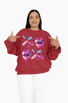 Sparkly Valentine Heart Crewneck Sweatshirt