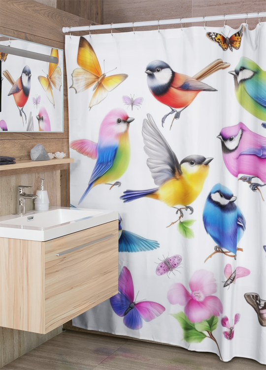 Vibrant Bird-Themed Shower Curtain - Ideal for Nature Lovers & Spring Decor