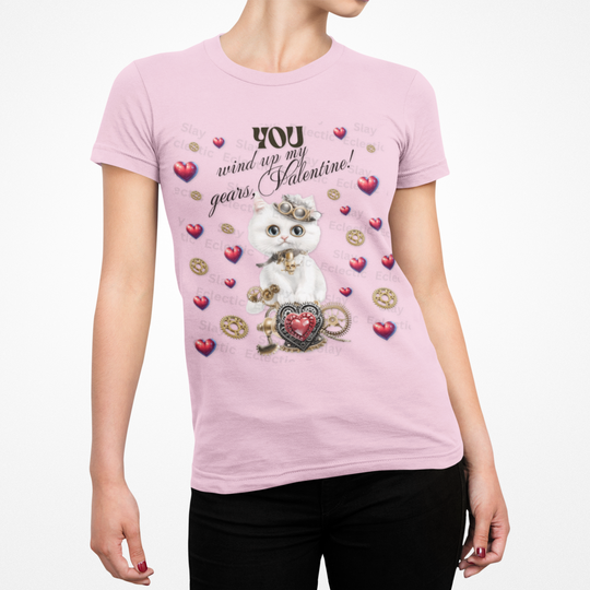 Purr-fect Valentine's Day Tee - 'You Wind Up My Gears, Love!'