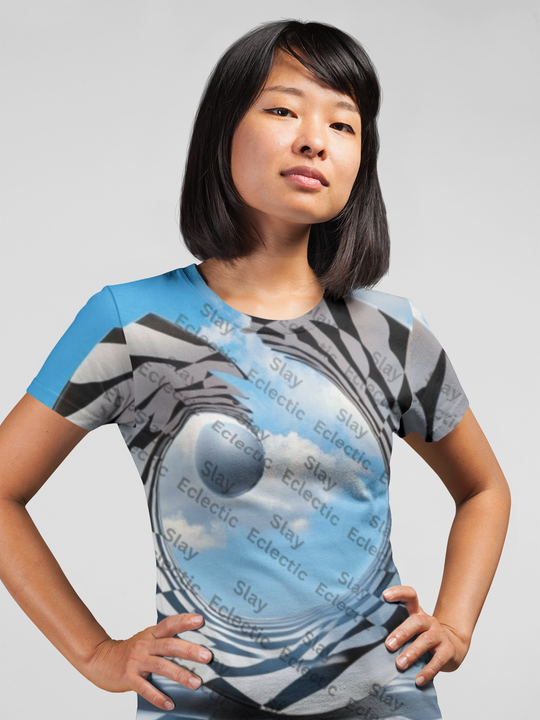 Abstract Cloud & Sphere Women's Cut & Sew Tee for Casual Style