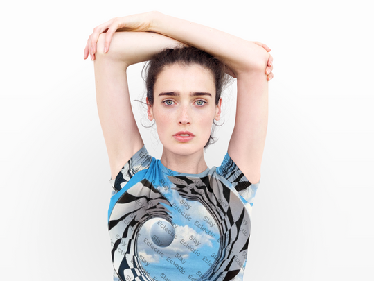 Abstract Cloud & Sphere Women's Cut & Sew Tee for Casual Style