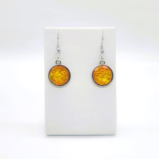Yellow Opal (like) Sparkle Pendant Earrings