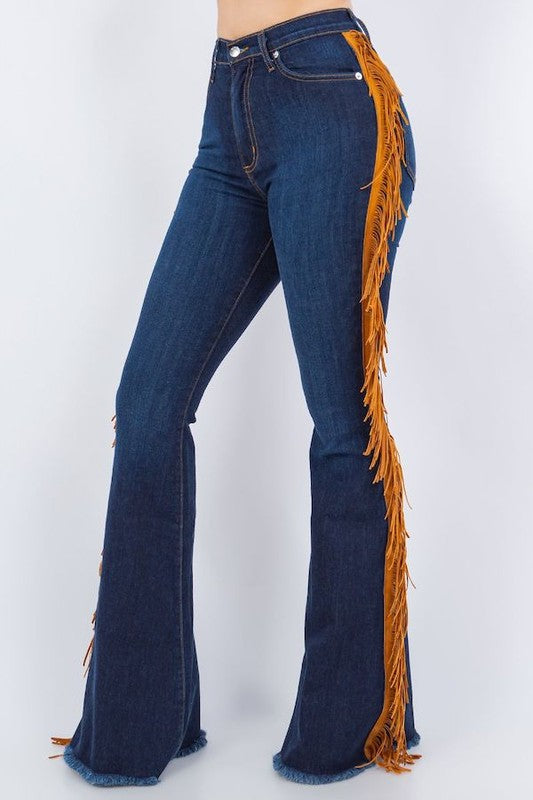 Fringe Bell Bottom Jean in Dark Wash-Slay Eclectic