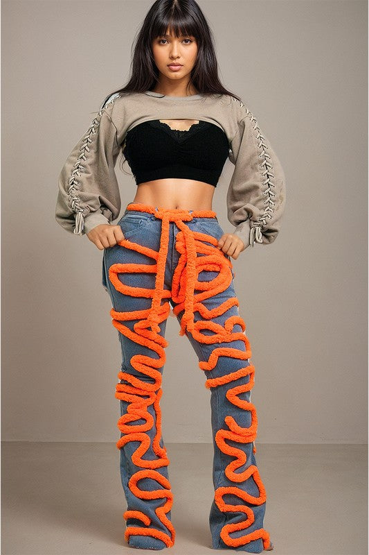 Vibrant Twist Denim Statement Jeans-Slay Eclectic