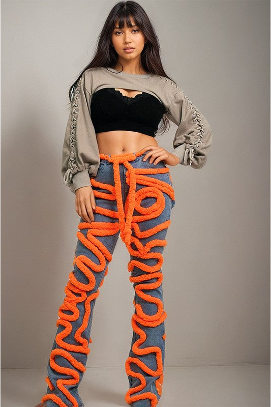 Vibrant Twist Denim Statement Jeans-Slay Eclectic