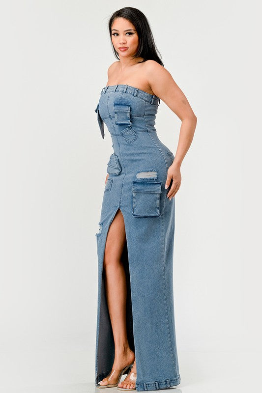 Denim Diva Evening Gown-Slay Eclectic