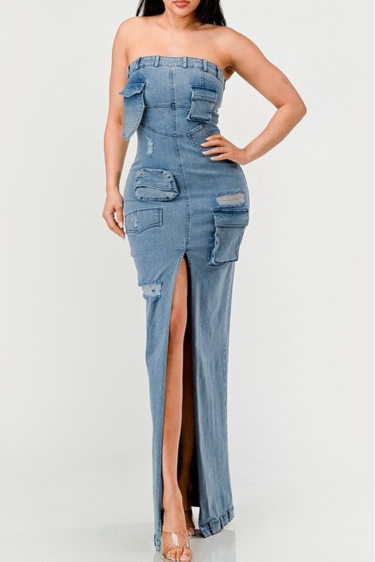 Denim Diva Evening Gown-Slay Eclectic