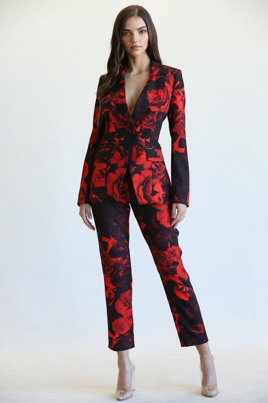 Vibrant Rose Blazer & Tapered Pant Ensemble-Slay Eclectic