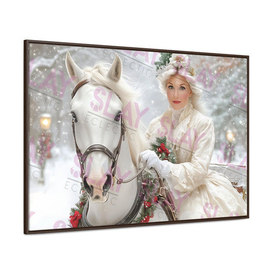 Victorian Winter Elegance: Enchanting Horse & Rider Canvas Art Collection