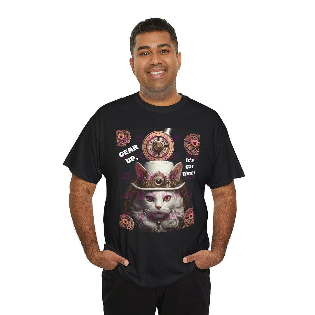 Whimsical Steampunk Cat Graphic Tee - A Purrfect Fit for Cat Lovers!