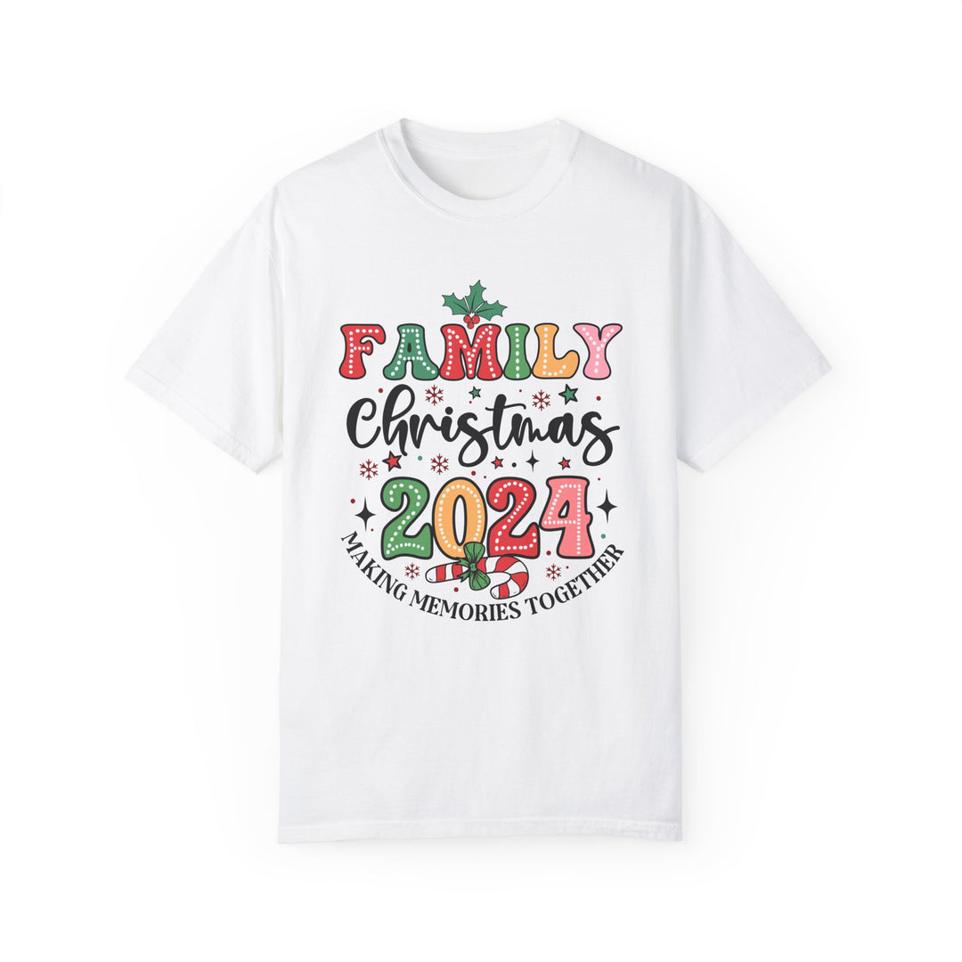 Cherished Moments Family Christmas 2024 Tee - Cozy Unisex Garment-Dyed Style