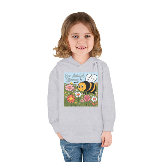 Toddler Fleece Hoodie - 'See Artful Blooms' Bee Design