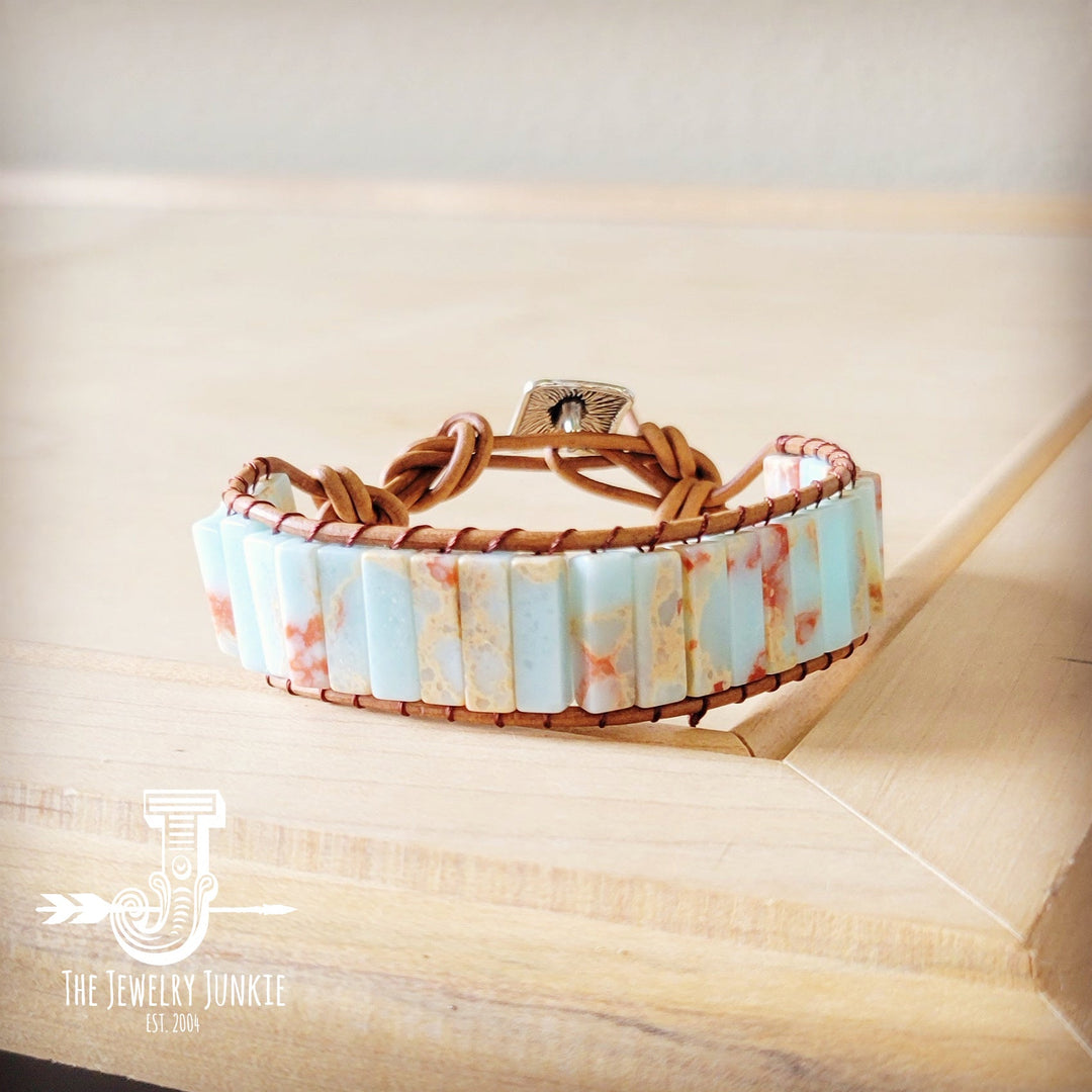 Woven Aqua Terra Beaded Bracelet 810a-0