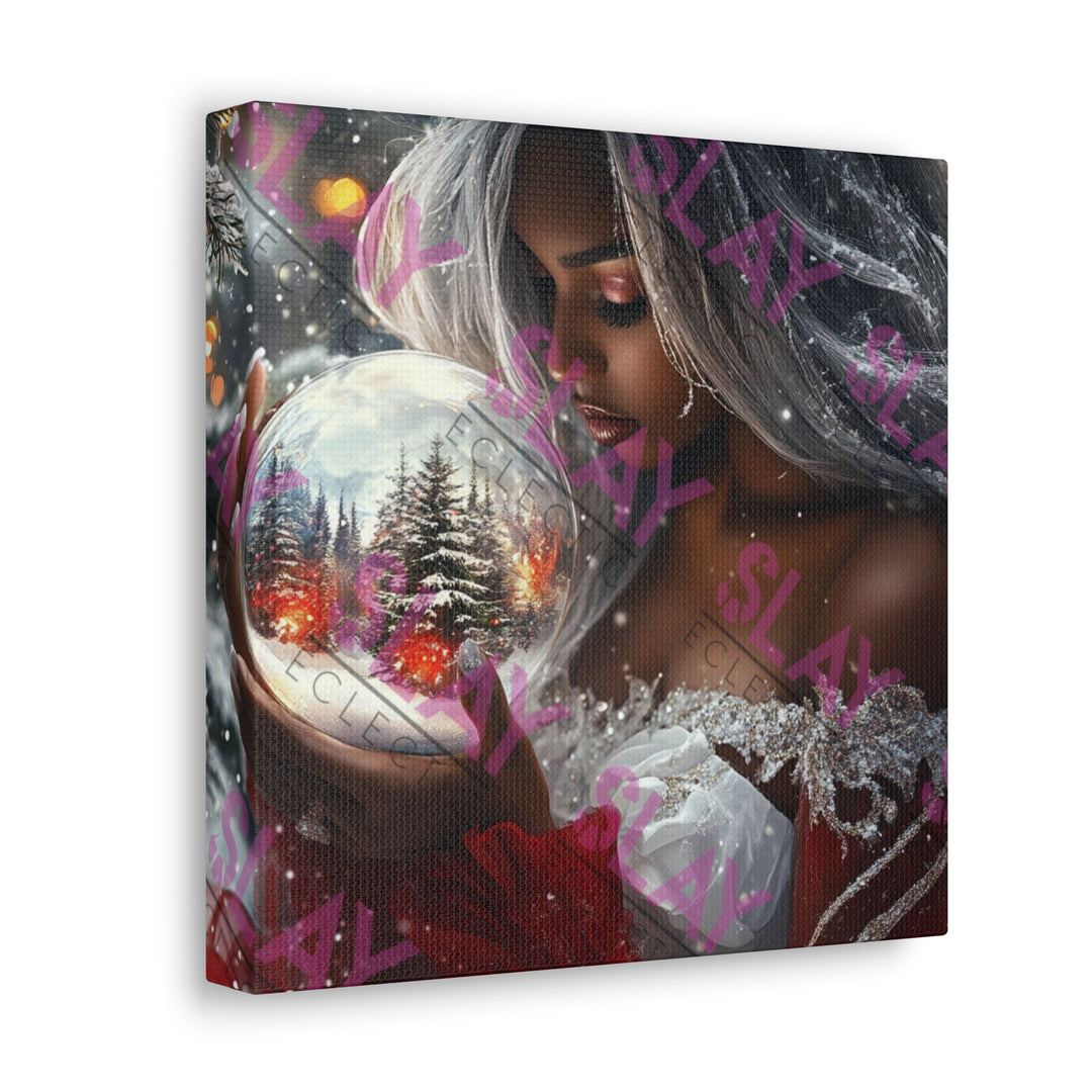 Woman Holding Snow Globe - Original AI Wall Art, Christmas Wall Art for Mom, Beautiful Christmas Gift