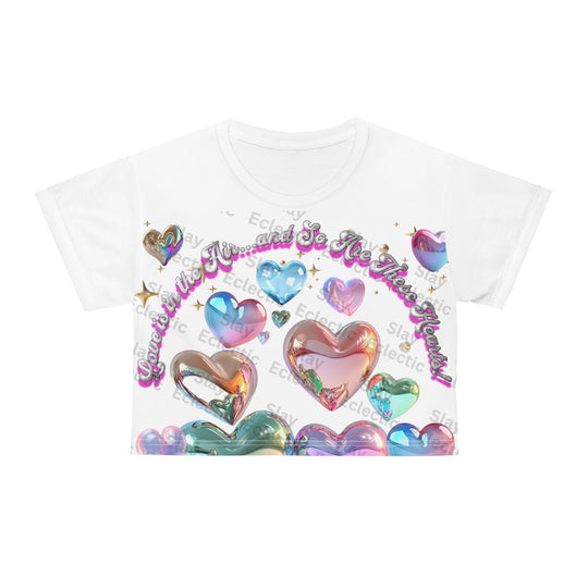 Colorful Heart Crop Tee - Perfect for Love Celebrations and Everyday Wear