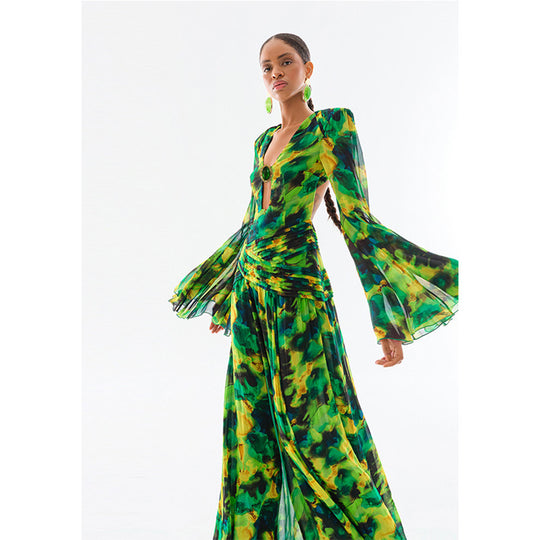 Swirl Maxi Dress - Green