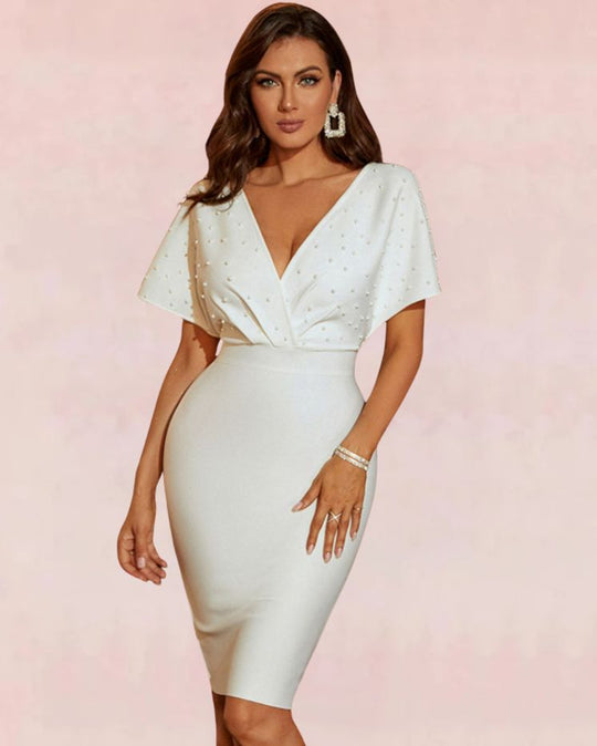 Elegance Bandage Midi Dress - White