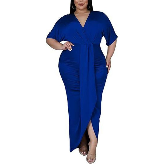 Plus Size Maxi Wedding Guest Party Dress - Blue