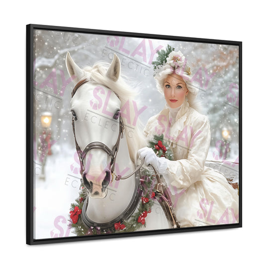 Victorian Winter Elegance: Horse & Rider Canvas Art for Timeless Decor